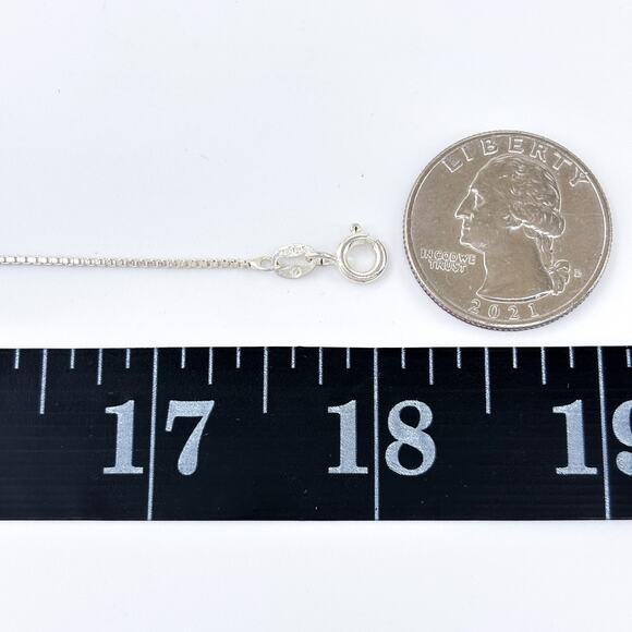 Vintage Italy Sterling Silver 925 Box Chain Necklace 18" - Picture 2 of 3